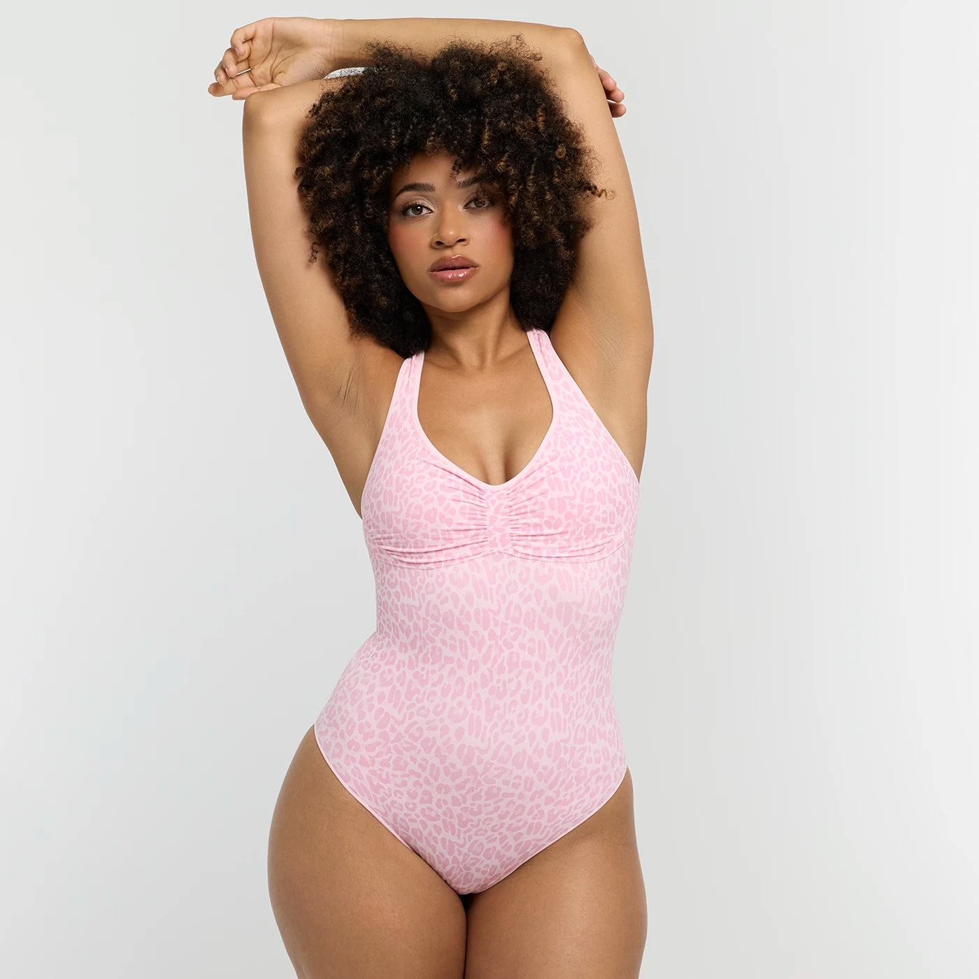 Halter Neck Sculpting Shapewear Bodysuit with Integrated Pads and Briefs