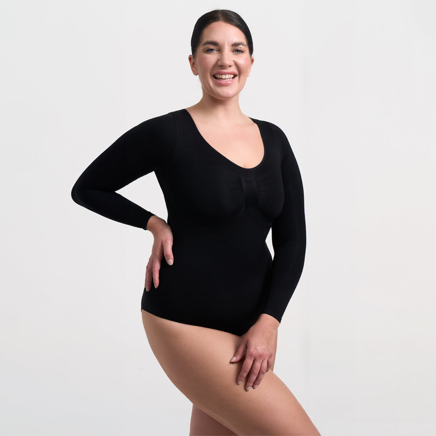 Sculpting Shapewear Long Sleeve Bodysuit with Briefs - Medium Shape