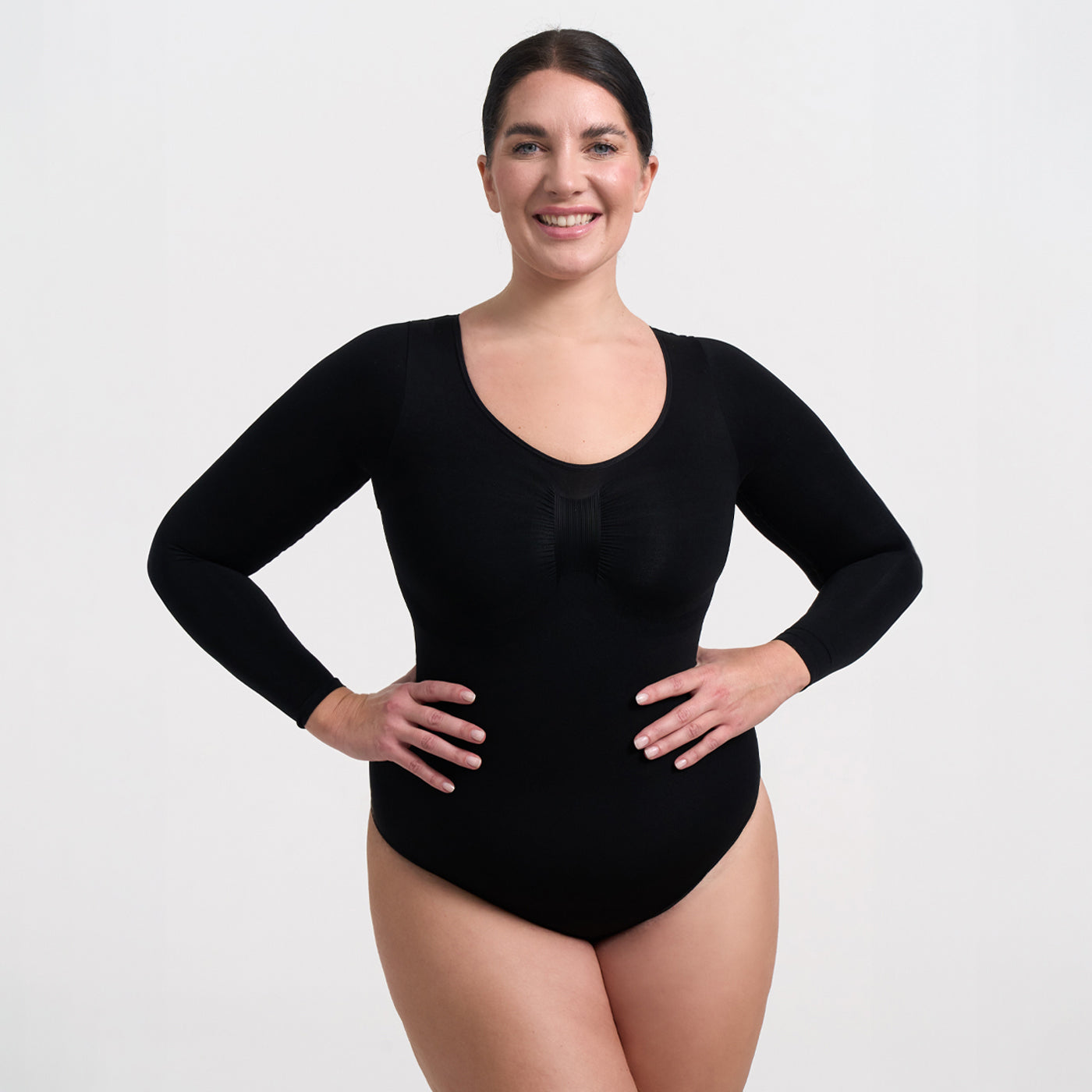 Sculpting Shapewear Long Sleeve Bodysuit with Briefs - Medium Shape