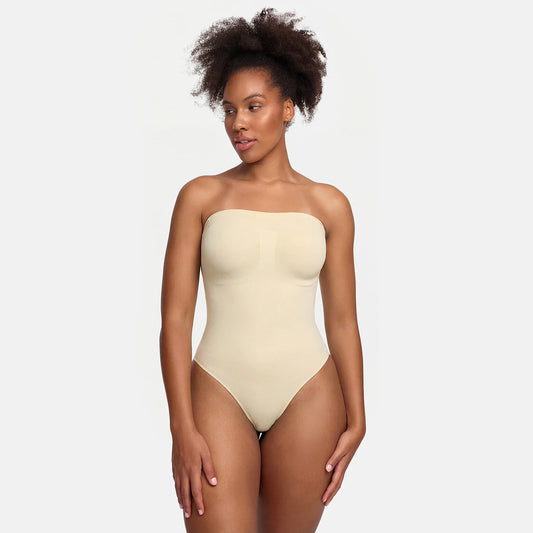 Strapless bodysuit sculpting shapewear met slip
