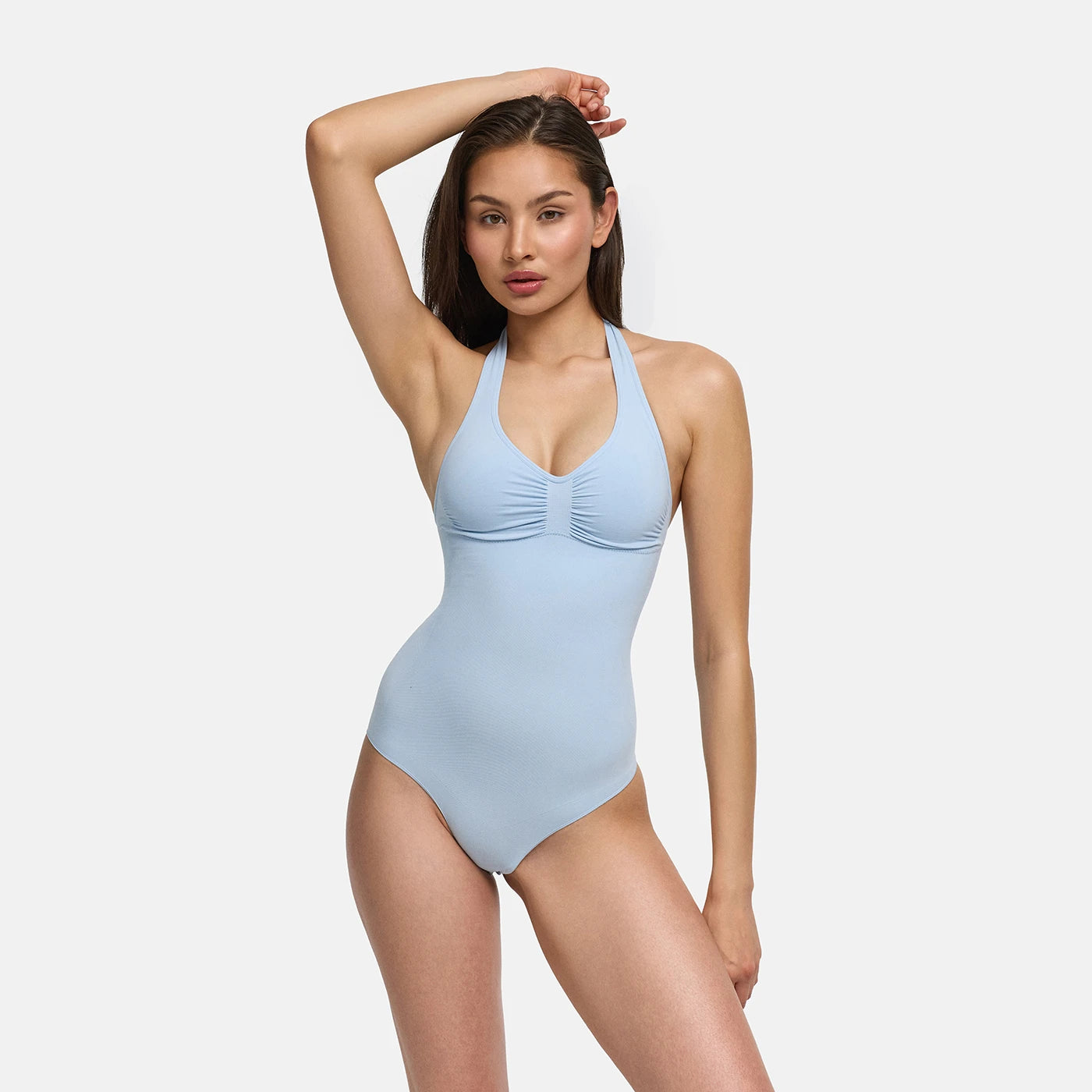 Body contenitivo modellante con scollo all'americana, imbottiture integrate e slip