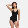 Body modelujące z dekoltem typu halter, wbudowanymi wkładkami i stringami