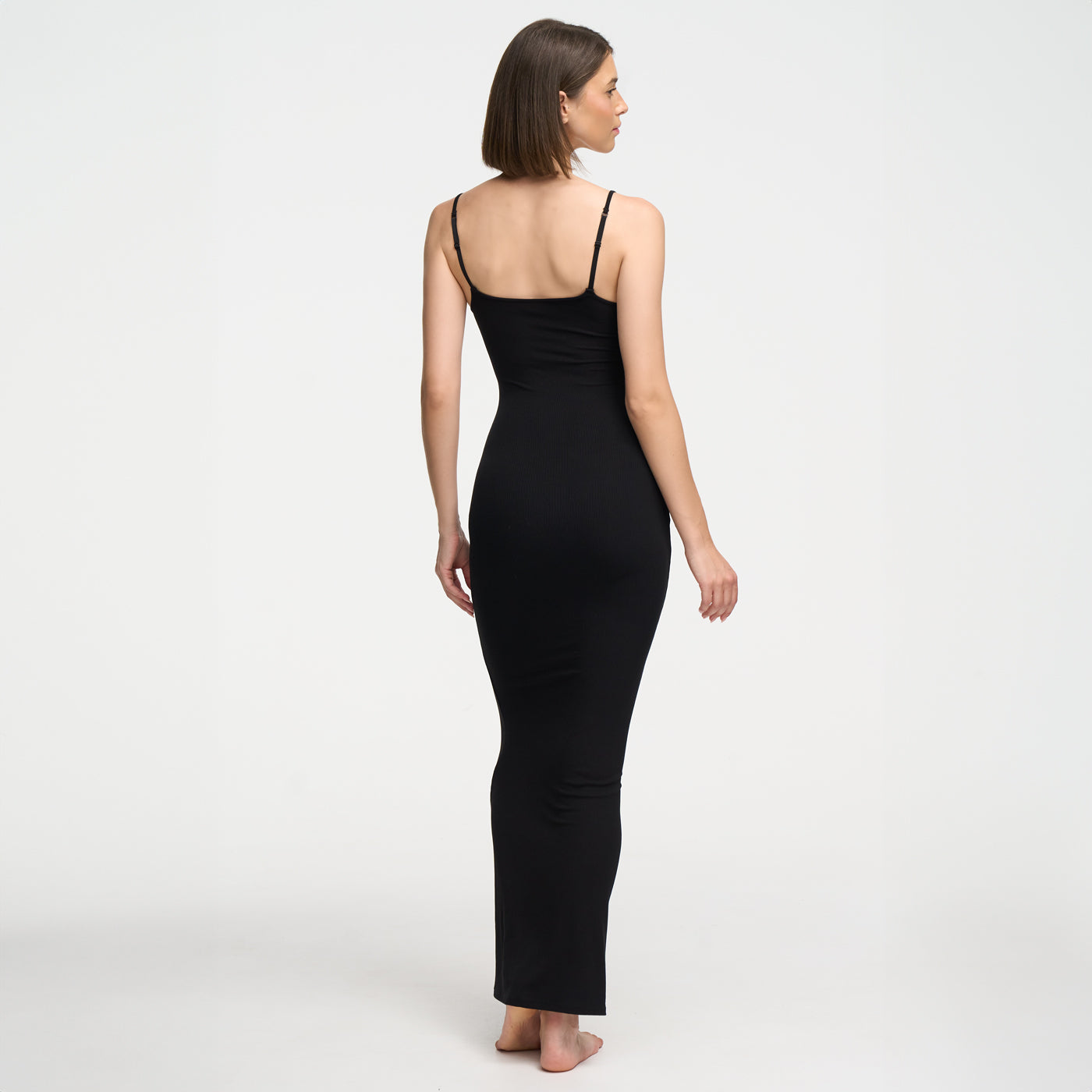 Vestido maxi de canalé con tirantes finos
