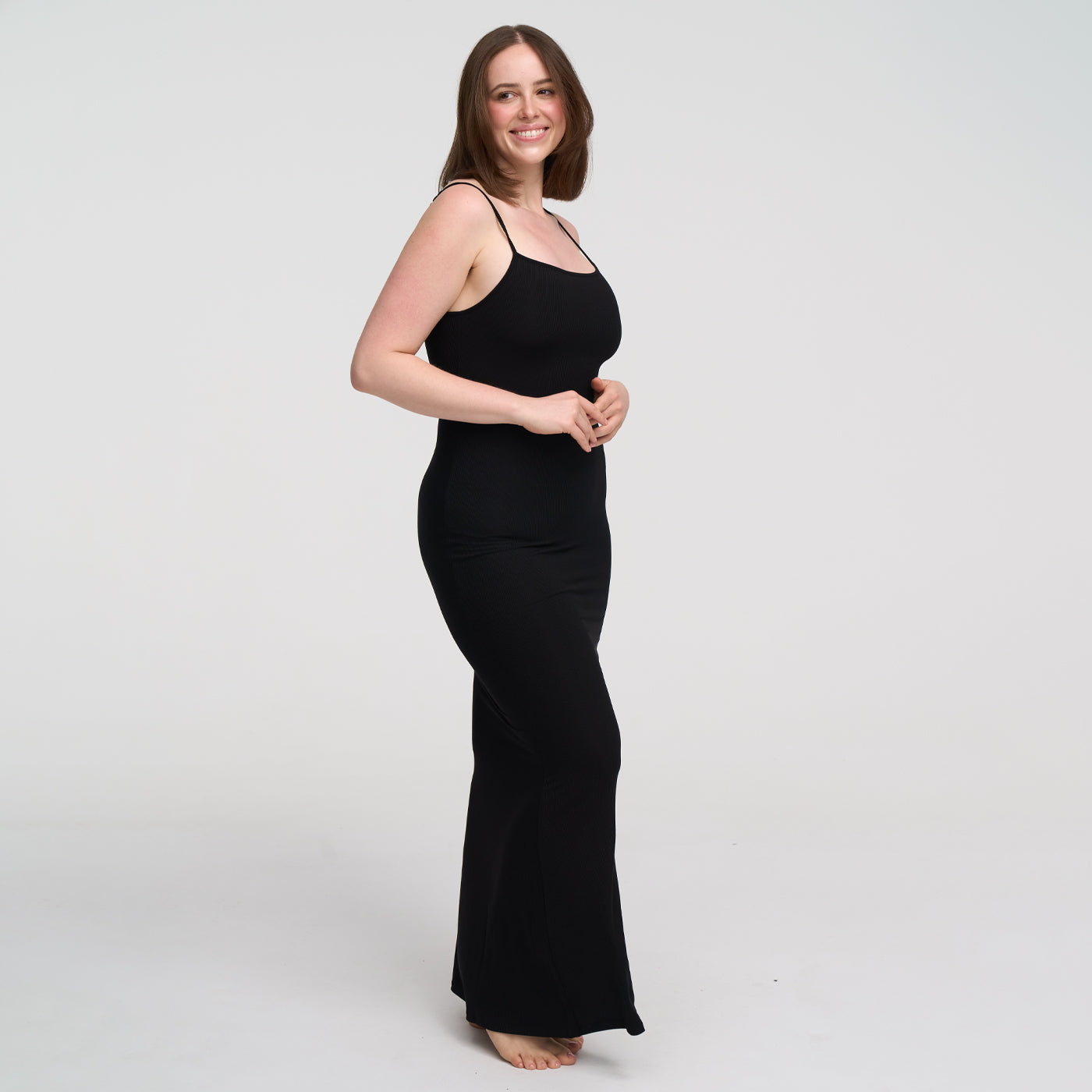 Vestido maxi de canalé con tirantes finos