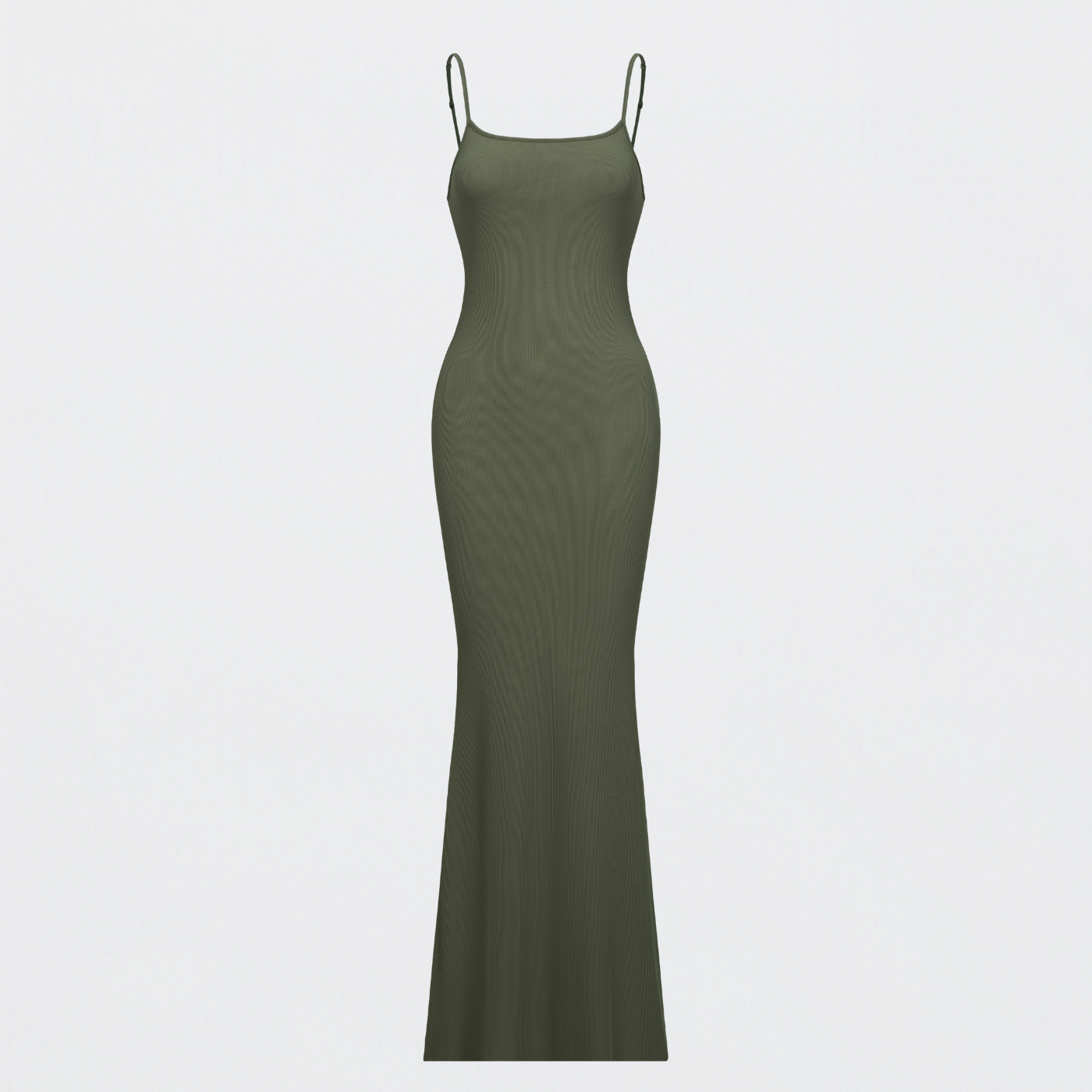 Vestido maxi de canalé con tirantes finos
