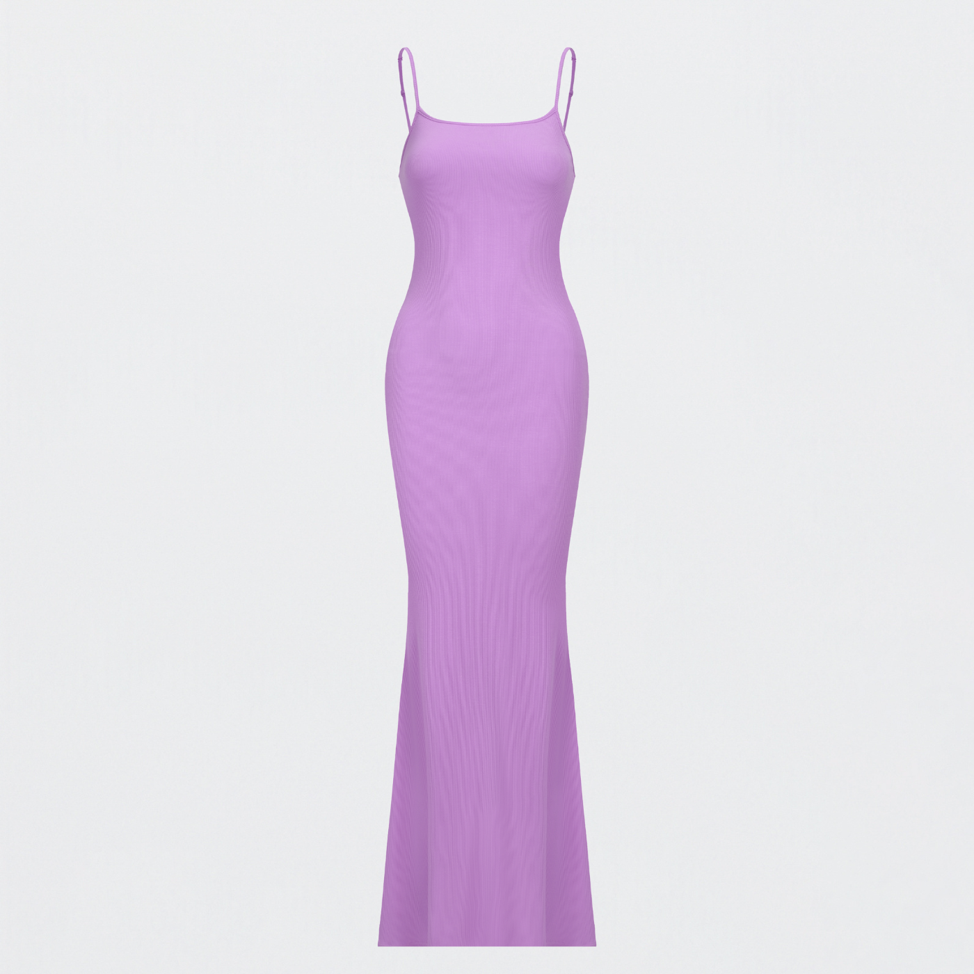 Vestido maxi de canalé con tirantes finos