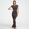 Ribgebreide T-shirt maxi-jurk